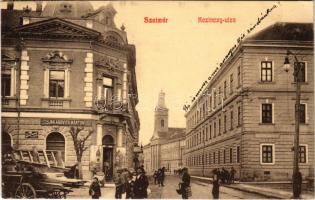 1910 Szatmárnémeti, Satu Mare; Kazinczy utca, Jakabovits Márton üzlete, zárda / street, shop, cloister (EK)
