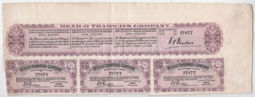 Nagy-Britannia / London 1909. "Mexikói Villamos Társaság" részvénye 100$-ról szárazpecsétt...