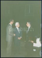 Antall József (1932-1993) Szigetvári György és Ilkei Csaba társaságában, hátoldalon Antall József ál...