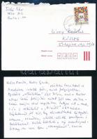 2002 Tüskés Tibor (1930-2009) saját kézzel írt levele, eredeti borítékjában