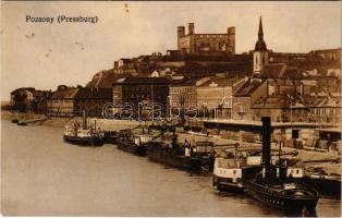 Pozsony, Pressburg, Bratislava; vár, gőzhajó / castle, steamship (fl)
