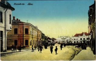 1912 Léva, Levice; Kossuth tér, piac, üzletek / square, market, shops (EK)