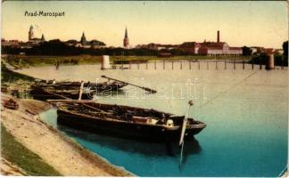 1912 Arad, Maros-part, csónakok. Ingusz J. és Fia kiadása / Mures riverbank, boats (Rb)