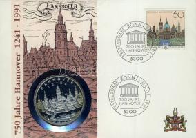 NSZK 1991. "Hannover" Ffm emlékérem érmés bélyeges borítékon, elsőnapi bélyegzővel T:PP