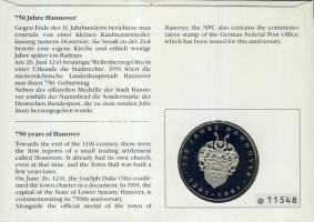 NSZK 1991. "Hannover" Ffm emlékérem érmés bélyeges borítékon, elsőnapi bélyegzővel T:PP