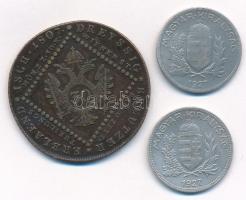 1807S 30kr Cu "I. Ferenc" + 1927. 1P Ag (2x) T:2-
Krause KM# 2149, Adamo P6