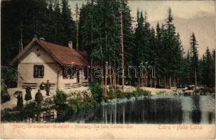 1911 Tátra, Magas Tátra, Vysoké Tatry; Miklós tó a csorbai-tó mellett, őrház / Nikolaus See beim Csorber See / lake, forestry house