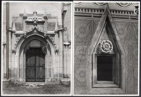 cca 1930 Szepsi, római katolikus templom részletei, 4 db fotó, hátoldalon feliratozva, 23,5×17,5 cm