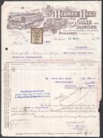1929 Bp., Herman Herz Söhne Salami Fabrik fejléces számlája, rajta a gyár látképével, illetékbélyeggel