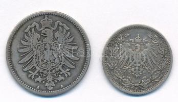 Német Birodalom 1875A 1M Ag + 1906A 1/2M Ag T:3,2-
German Empire 1875A 1 Mark Ag + 1906A 1/2 Mark A...