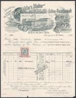 1927 Bp., Pester Müller und Bächer Dampfmühl fejléces számlája illetékbélyeggel, a gyár létképével