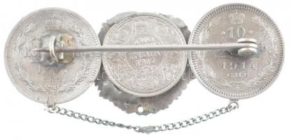 Brit-India 1917. 2A Ag "V. György" + Orosz Birodalom 1907-1914. 10k Ag (2xklf) mindhárom é...