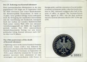 NSZK 1992. "Adenauer" Ffm emlékérem érmés bélyeges borítékon, elsőnapi bélyegzővel T:PP