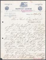 1901 Bp. VI., Rappold Nándor csiszolópapír áruk gyárának fejléces levélpapírjára írt levél