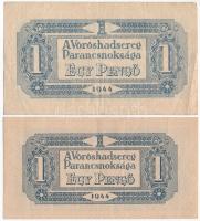 1944. 1P "A Vöröshadsereg Parancsnoksága" nagyobb méretű bankjegy függőleges alapnyomattal...