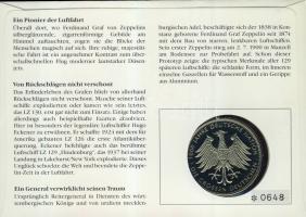 NSZK 1992. "Zeppelin" Ffm emlékérem érmés bélyeges borítékon, elsőnapi bélyegzővel T:PP