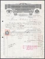 1911 Bp., Thonet Testvérek Tömören Hajlított Fabútor Gyárai fejléces számlája