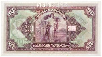 Csehszlovákia 1920. 5000K "SPECIMEN" perforációval, "C 989532" T:I / Czechoslova...