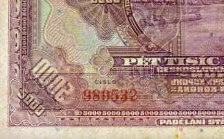 Csehszlovákia 1920. 5000K "SPECIMEN" perforációval, "C 989532" T:I / Czechoslova...