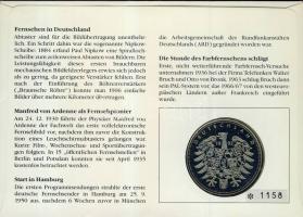 NSZK 1993. "Német Televízió" Ffm emlékérem érmés bélyeges borítékon, elsőnapi bélyegzővel ...