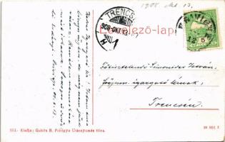 1908 Privigye, Prievidza; Vasúti híd, fürdőző gyerekek. Gubits B. 553. (W.L. ?) / railway bridge, ba...