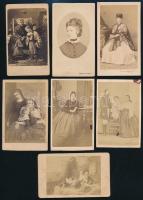 cca 1865-1875 Vegyes keményhátú portré és fénynyomat tétel, 7 db, 10,5×6,5 cm