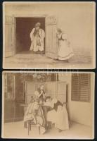 cca 1890 Népviseletes pár 2 db kabinetfotó 18x13 cm