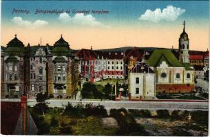 Pozsony, Pressburg, Bratislava; Betegsegélyező és Erzsébet templom / medical support office, church