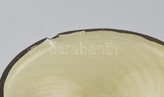 2db régi Römer pohár, fújt üveg, zománcfestett virágmotívumokkal, aranyozva, 1930 körül, alján csorb...