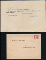 1960 Áprily Lajos (1887-1967) költő,műfordító gépelt levele, rajta saját kezű aláírásával, borítékkal.