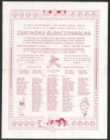 1908 Pécs, Vigadó termeiben rendezendő zártkörü álarcosbál meghívója, elnök: Zsolnay Miklós, Pécs, Taizs József-ny., szecessziós illusztrációkkal, hajtott.