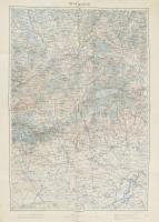 cca 1900-1910 Miskolc katonai térkép, 1 : 200.000, K.u.k. militär-geographisches Institut, gyűrődésekkel, 64,5x46 cm