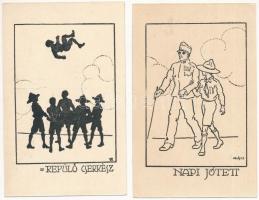 5 db RÉGI cserkész képeslap (Velősy, Légrády) / 5 pre-1945 Hungarian scout postcards