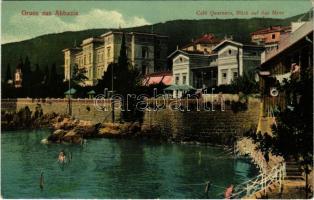 Abbazia, Opatija; Café Quarnero, Blick auf das Meer / café, beach, bathers