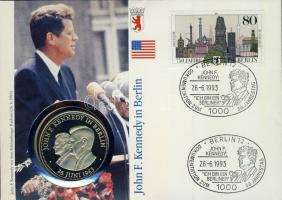 NSZK 1989. "Kennedy" Ffm emlékérem érmés bélyeges borítékon, alkalmi bélyegzővel T:PP