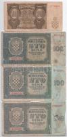 Horvátország 1941. 10K + 100K (3x) T:III,III- Croatia 1941. 10 Kuna + 100 Kuna (3x) C:F,VG Krause P#5, P#2