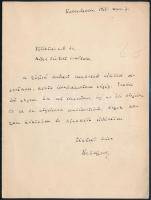 1926 Beöthy László (1873-1931) színigazgató, újságíró saját kezű sorai, saját kezű aláírásával, Lőw Immánuel/Emánuel (1854-1944) magyarországi zsidó hittudós, orientalista, szegedi főrabbi (1878-1944) részére