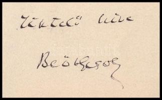 1926 Beöthy László (1873-1931) színigazgató, újságíró saját kezű sorai, saját kezű aláírásával, Lőw ...