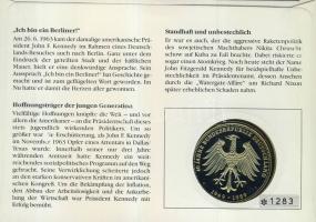 NSZK 1989. "Kennedy" Ffm emlékérem érmés bélyeges borítékon, alkalmi bélyegzővel T:PP