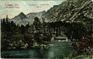 1909 Tátra, Magas-Tátra, Vysoké Tatry; Poprádi-tó. Divald Károly műintézete 1443-1908. / Popradersee / Popradské pleso / lake (EM)