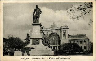 1936 Budapest VII. Keleti pályaudvar, vasútállomás, Baross szobor (EK)