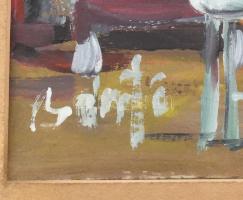 Bánfi jelzéssel: Emteriőr. Olaj, karton. Dekoratív fakeretben, 23x30,5 cm