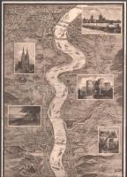 cca 1910 Relief Panorama des Rheines in Kupferdruck. Nagy méretű panoráma térkép egészvászon kötésbe...