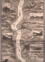 cca 1910 Relief Panorama des Rheines in Kupferdruck. Nagy méretű panoráma térkép egészvászon kötésbe...