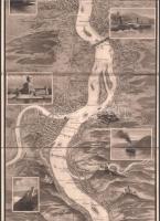 cca 1910 Relief Panorama des Rheines in Kupferdruck. Nagy méretű panoráma térkép egészvászon kötésbe...