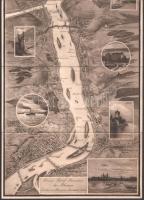 cca 1910 Relief Panorama des Rheines in Kupferdruck. Nagy méretű panoráma térkép egészvászon kötésbe...