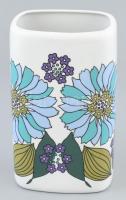Hollóházi retro virágos porcelán váza. Kézzel festett, jelzett, hibátlan. 21 cm