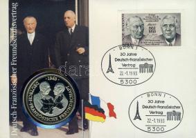 NSZK 1989. "Német-francia barátság" Ffm emlékérem érmés bélyeges borítékon, alkalmi bélyegzővel T:PP