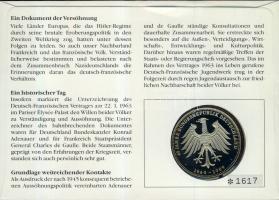 NSZK 1989. "Német-francia barátság" Ffm emlékérem érmés bélyeges borítékon, alkalmi bélyeg...