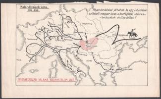Kalandozások kora 899-959 a magyarok történetéből, ismertető térkép, vágott széllel, kis szakadással, 20×32 cm